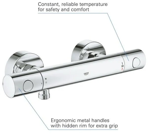 Baterie dus Grohe Precision Get, cu termostat, aparenta, anti-oparire, EcoButton, crom - 34773000