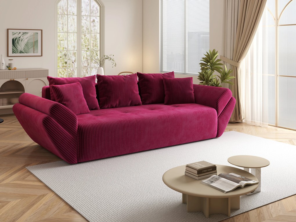 Canapea extensibilă dumonde cu ladă de depozitare si sezut confortabil din spuma high-density, Berlin Zoom Red 250x100 cm