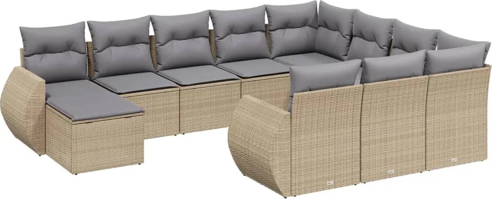 vidaXL Set canapele de grădină cu perne, 11 piese, bej, poliratan