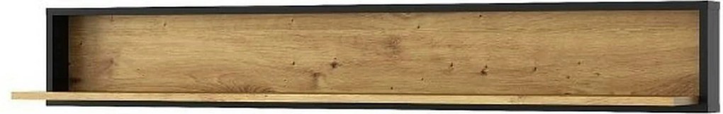 Polita BOSCO, stejar artisan maro/negru, PAL laminat, 150x20x22 cm