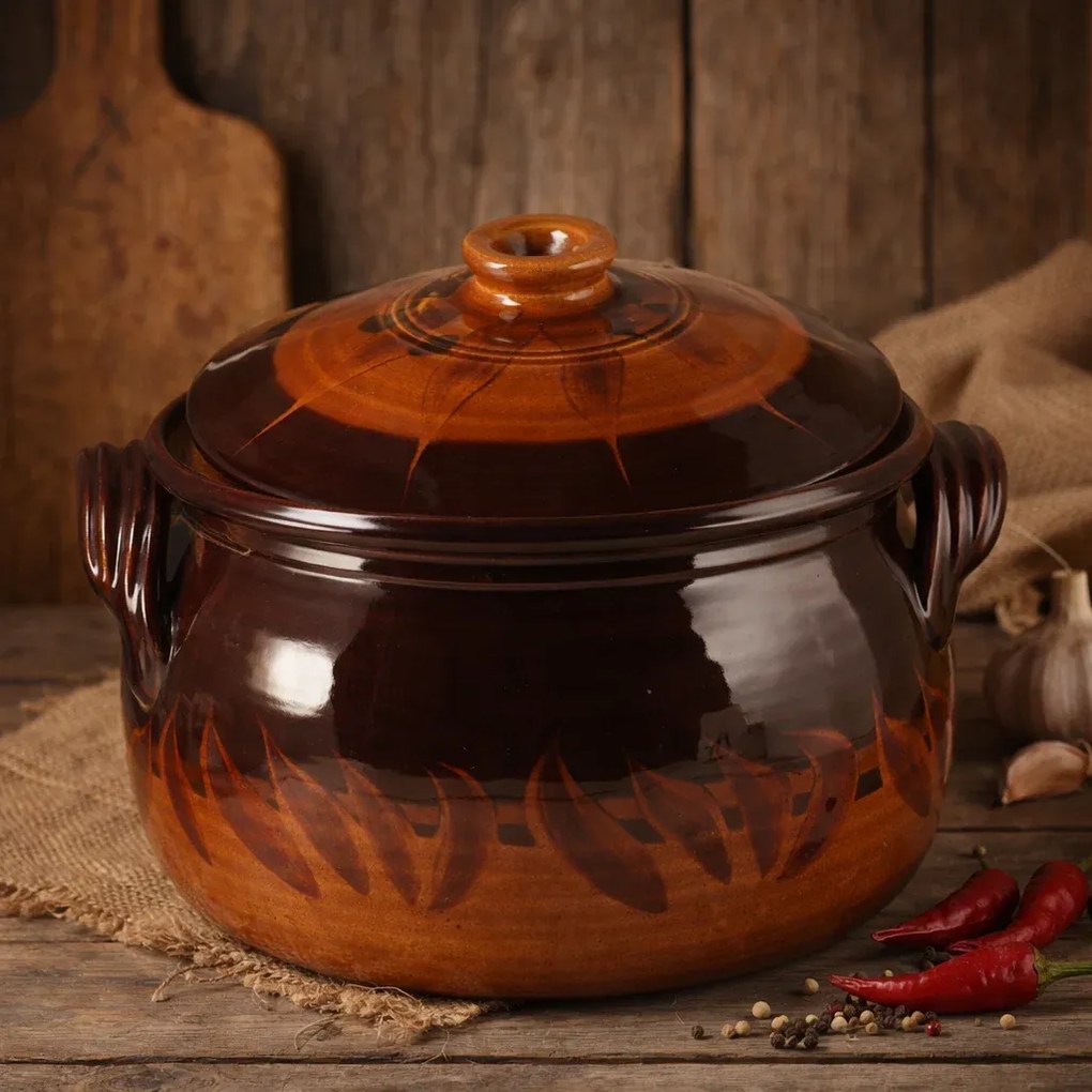 Oala din Lut Glazurata pentru Sarmale si Friptura ,   12 Litri