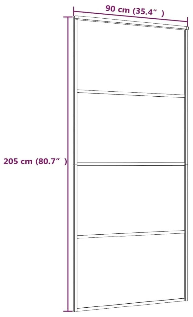 Usa glisanta, negru, 90x205 cm, aluminiu si sticla ESG 1, Negru, 90 x 205 cm, Transparent