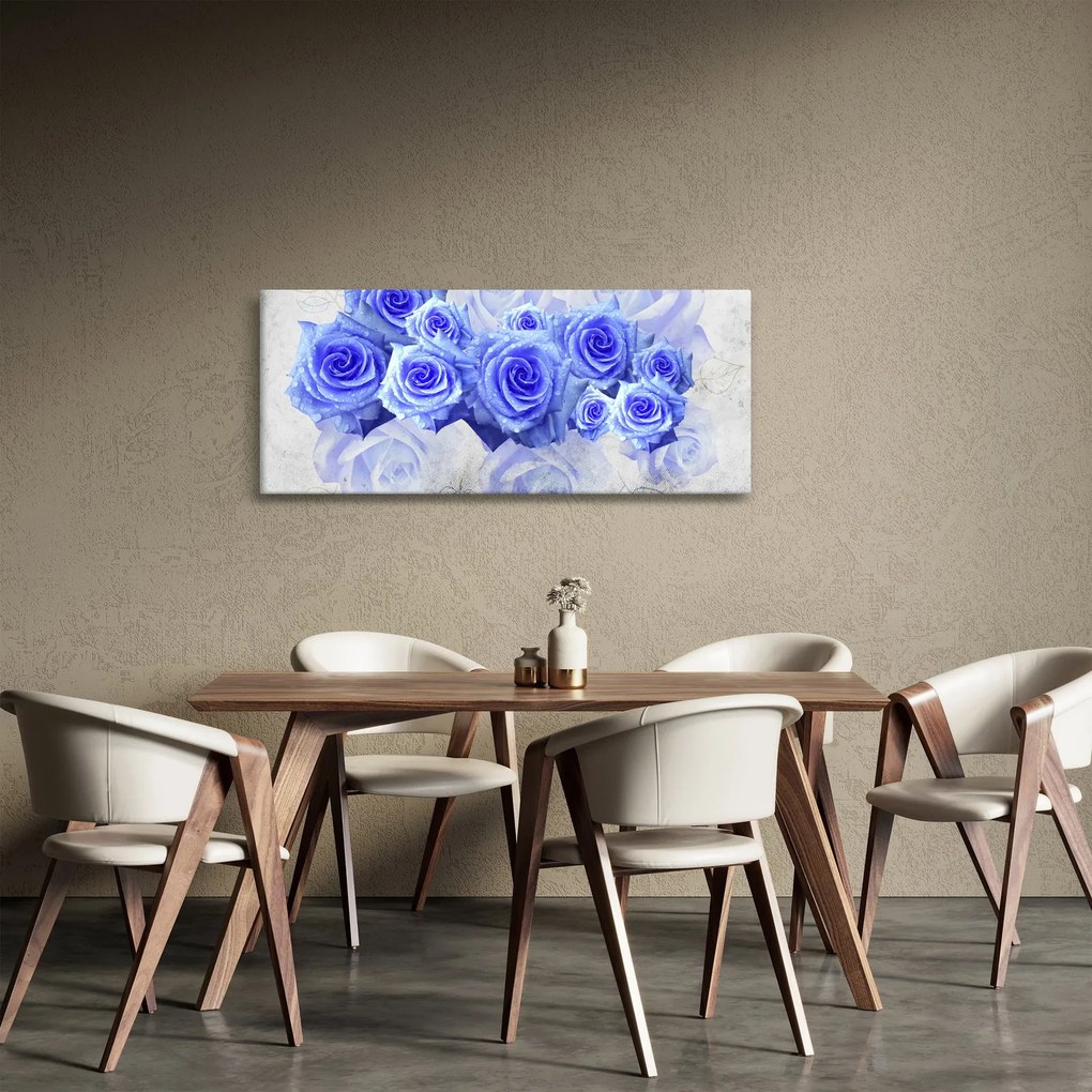 Tablou - Trandafiri albaștri (120x50 cm)