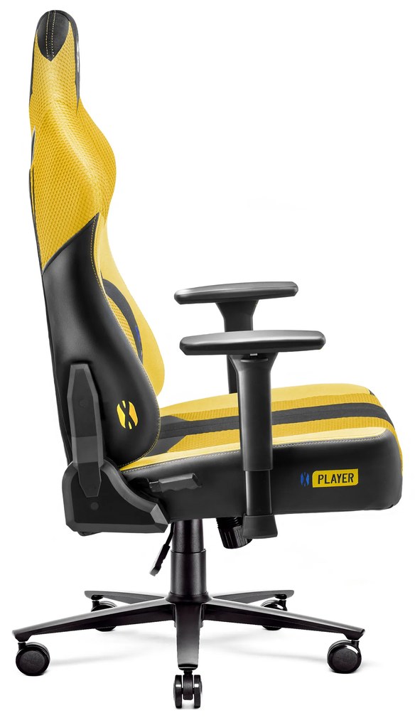 Scaun gaming din material Diablo X-Player 2.0 Normal Size: Dark sunflower / galben Diablochairs