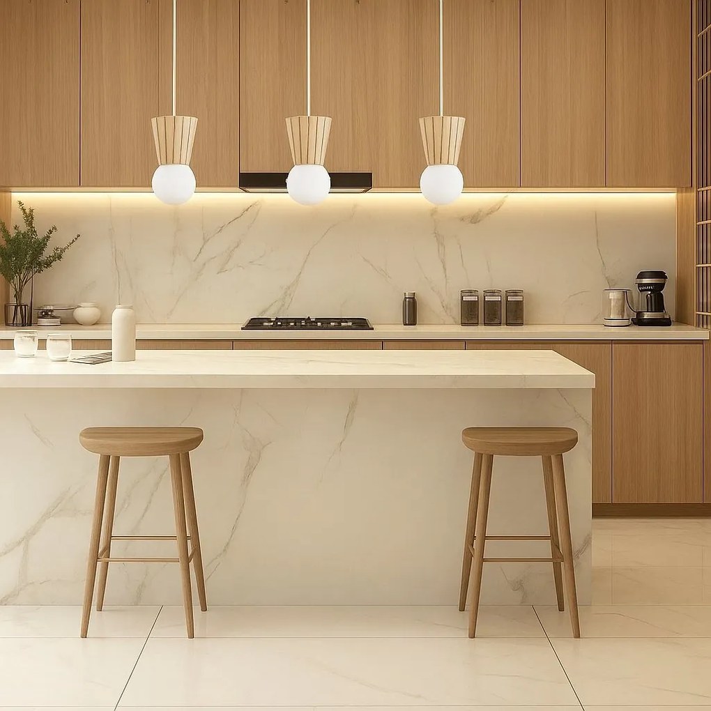 Lustra cu 3 pendule lemn stil scandinav VOLANTE 6357