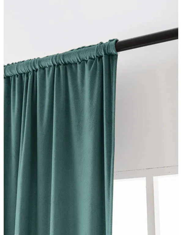 Perdea opaca VELVET 140x250 cm, turcoaz Agatat: Inele metalice