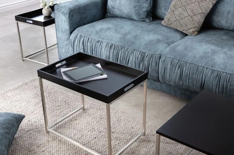 Set de 3 masute design industrial Elements negru