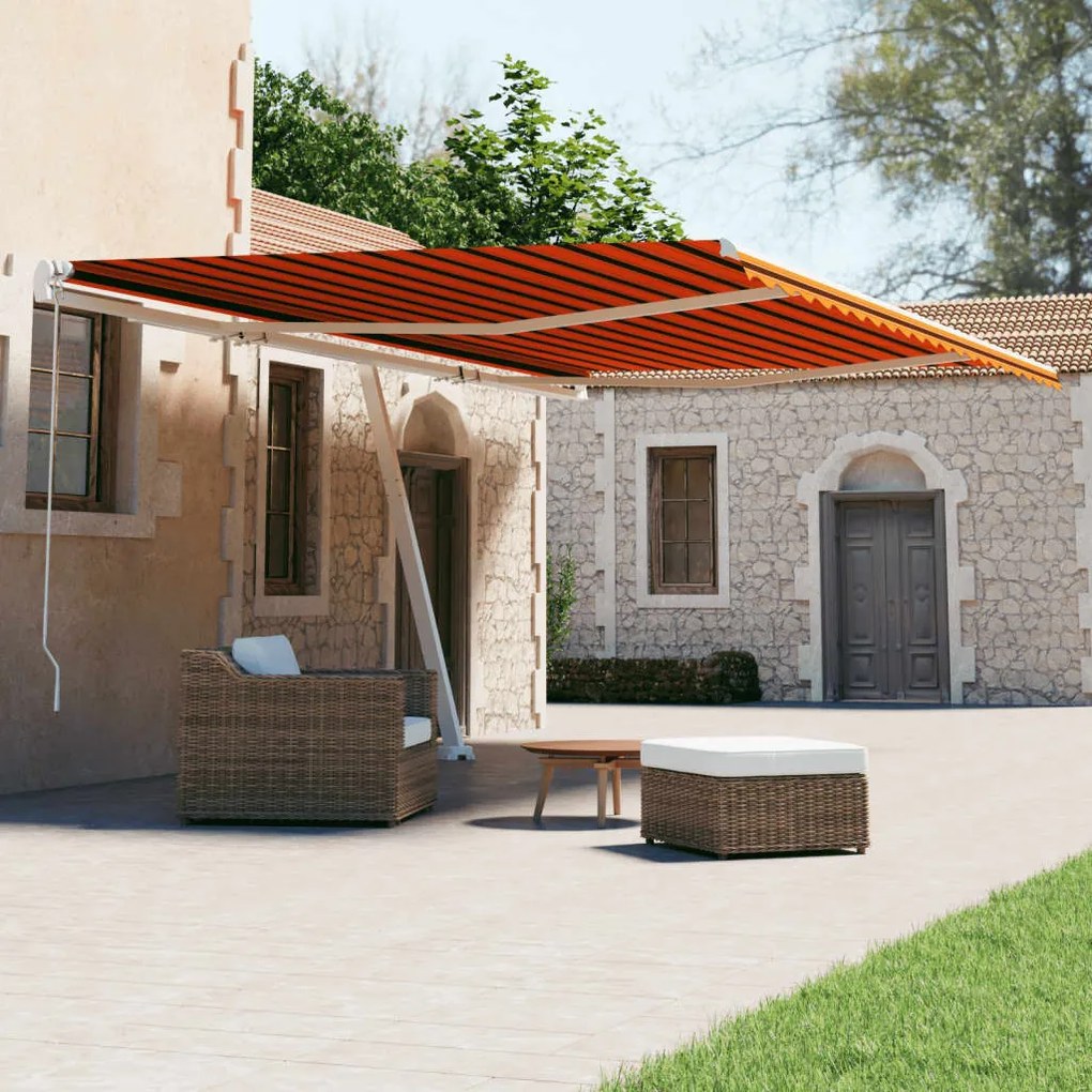 vidaXL Copertină autonomă retractabilă automat oranj&amp;maro 600x300 cm