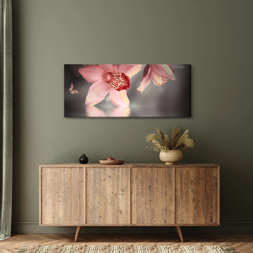 Tablou - Flori și fluture (120x50 cm)