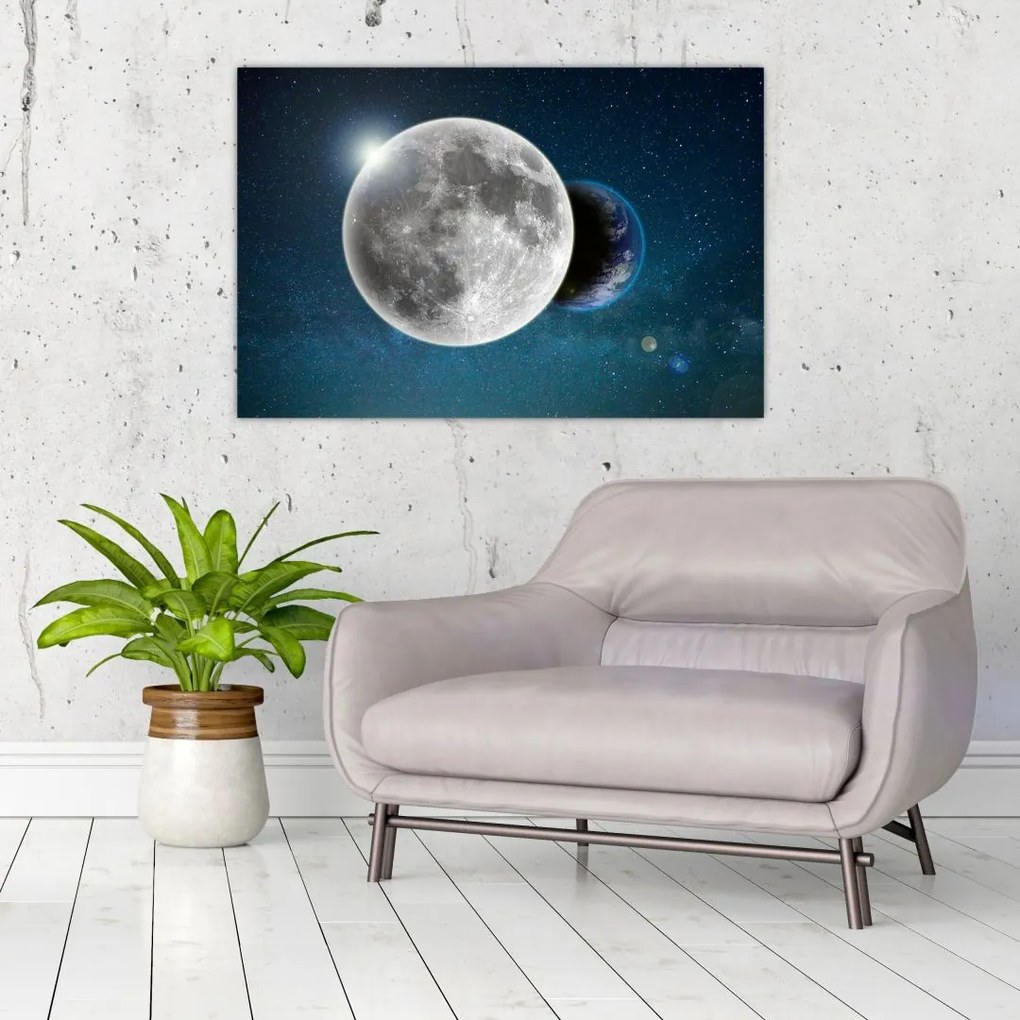 Tablou - Pământul în eclipsa de lună (90x60 cm)