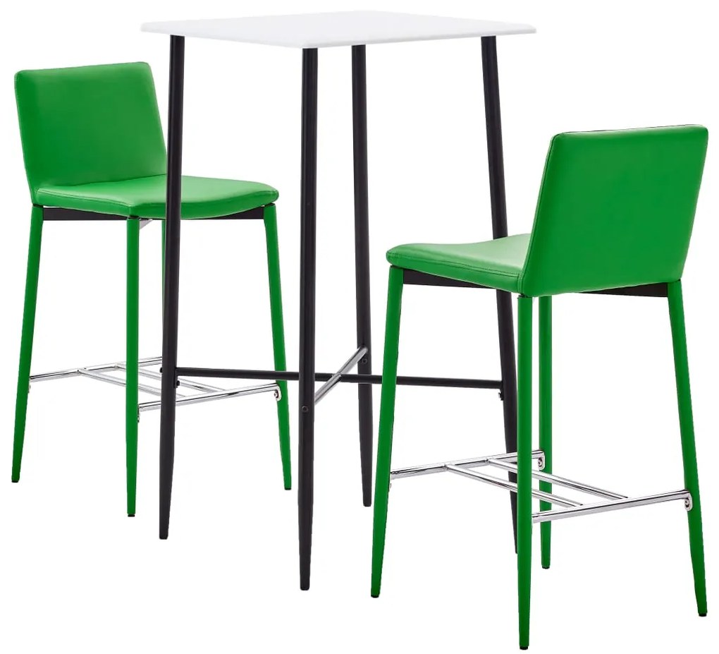 Set de bar, 3 piese, verde, piele ecologica Verde, 3