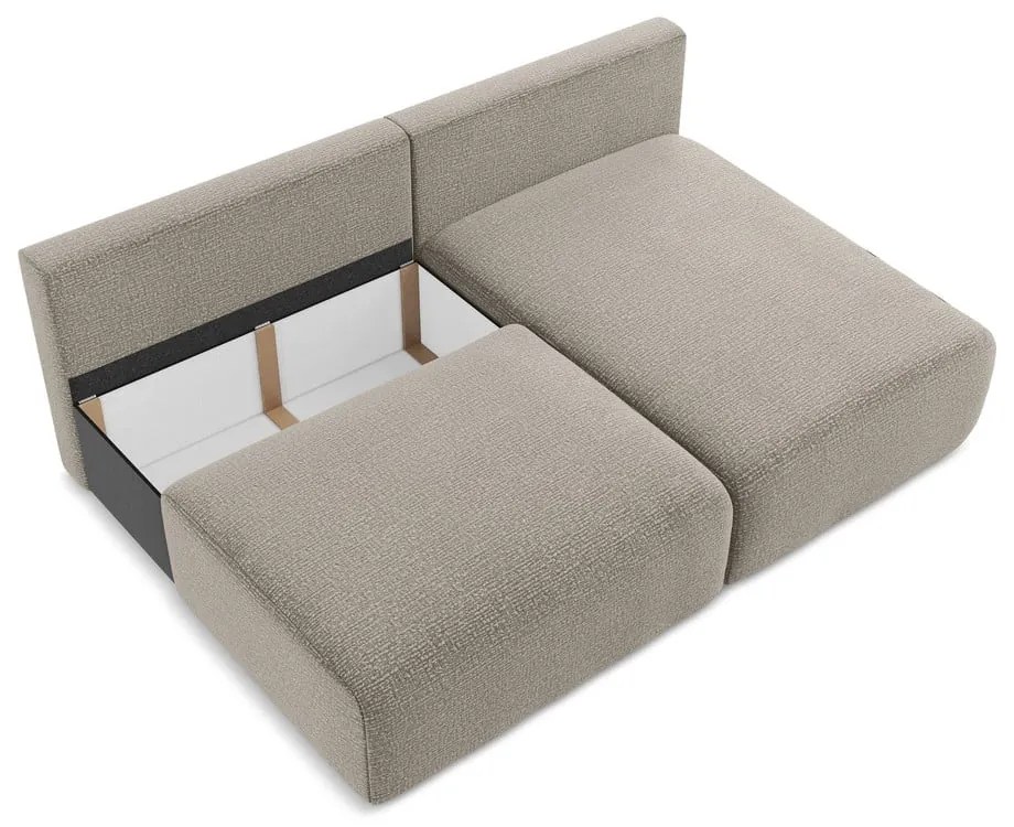 Colțar bej extensibil/cu spațiu de depozitare (cu colț pe partea dreaptă) Kalena – Makamii
