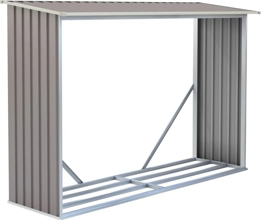 Adapost pentru lemne, sopron metalic, 242 x 75 x 160 cm.
