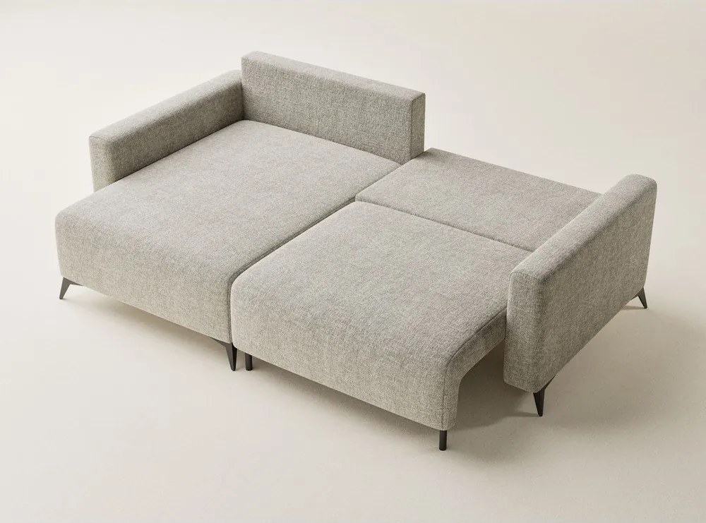 Colțar bej extensibil/cu spațiu de depozitare cu tapițerie din chenille (cu colț pe partea stângă/cu șezlong) Leon – Maison de Rêve