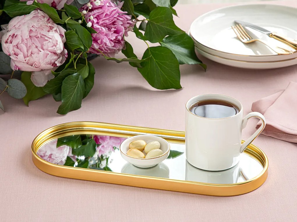 Shaped  metal  cu Oglindă  tavă 30x12 Cm Auriu