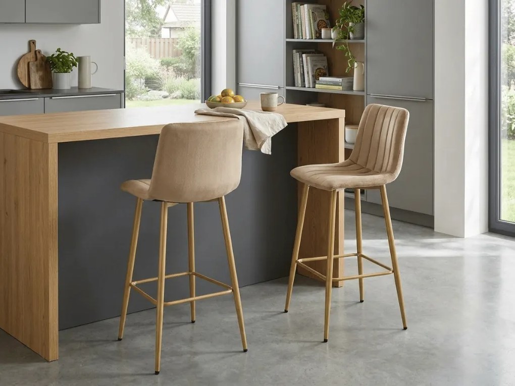 Scaun de bar POZZA VELVET, maro deschis