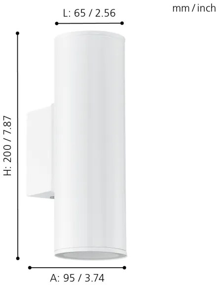 Eglo 94101 - Corp de iluminat LED exterior RIGA 2xGU10/3W/230V