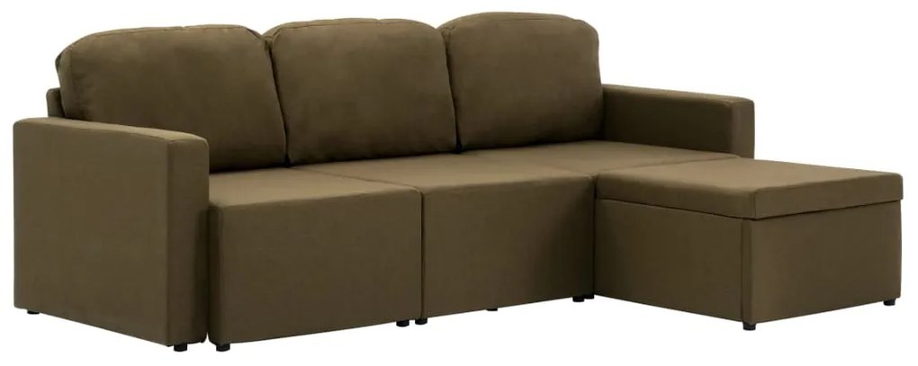 288785 vidaXL Canapea extensibilă modulară, 3 locuri, maro, material textil