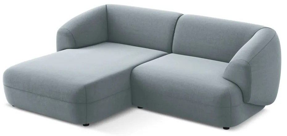 Colțar albastru deschis cu tapițerie din catifea (cu colț pe partea stângă) Moana – Makamii