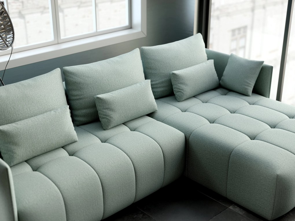 Colțar extensibil dumonde cu ladă de depozitare si sezut confortabil din spuma high-density, Malta Enjoy Mint II 235x185 cm