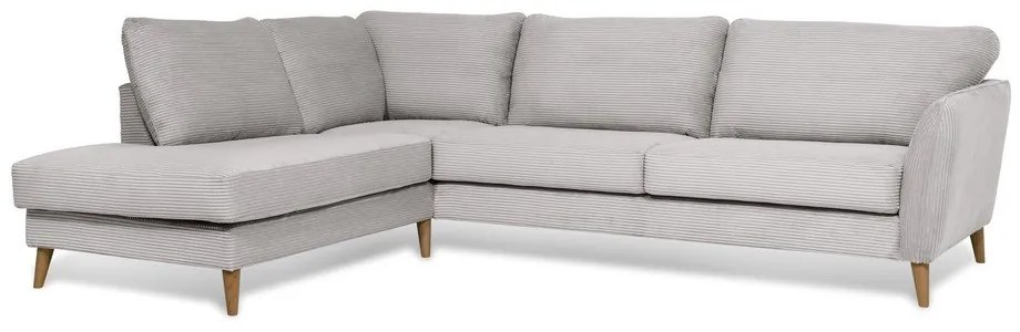 Colțar gri deschis cu tapițerie din catifea reiată (cu colț pe partea stângă ) Paris – Scandic