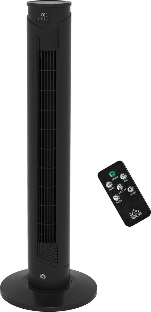 HOMCOM Ventilator Oscilant de Turn, 3 Viteze, Telecomandă, Temporizator, Mod Repaus, Ideal pentru Acasă | Aosom Romania