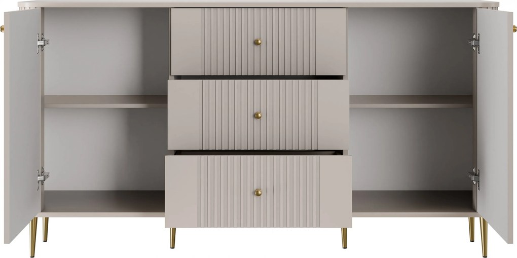 Comodă cu sertare Vesper 160 cm - cașmir / picioare aurii