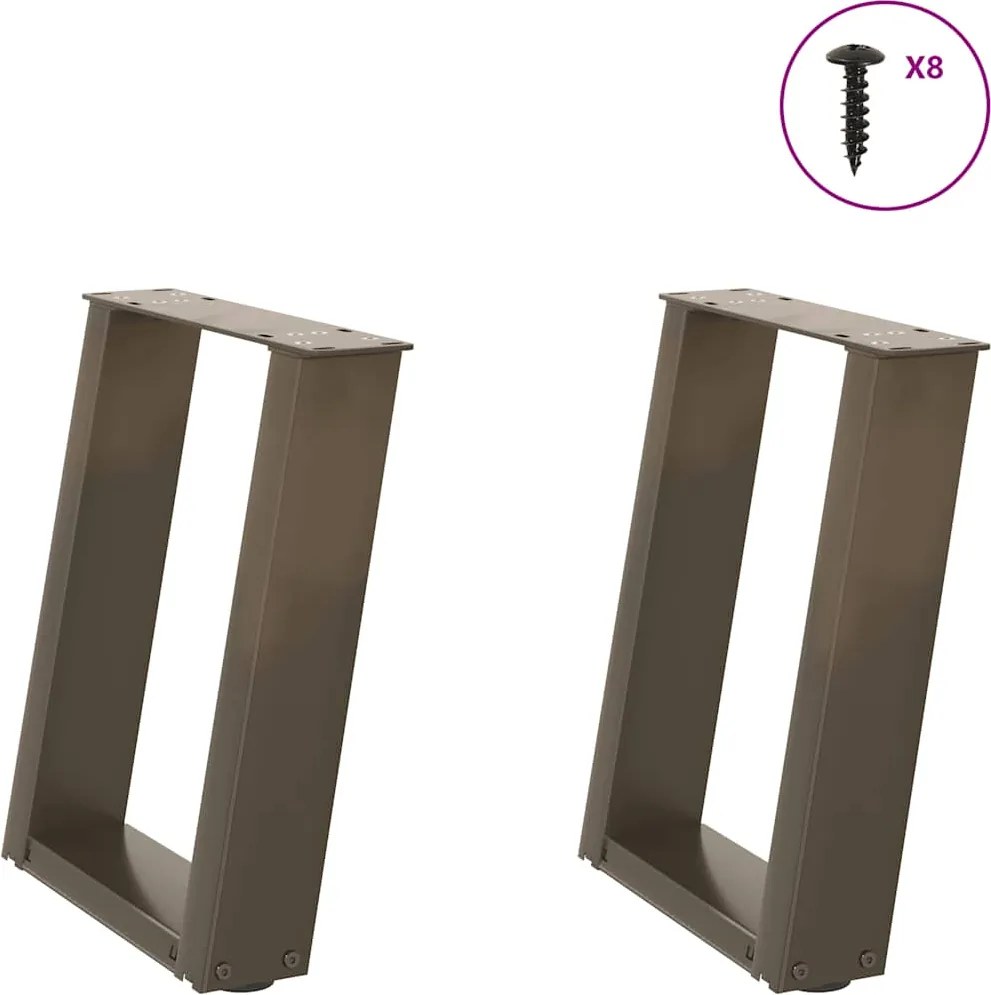 vidaXL Picioare pentru măsuță de cafea în formă de U, 2 buc., oțel natural, 28x(42-43) cm