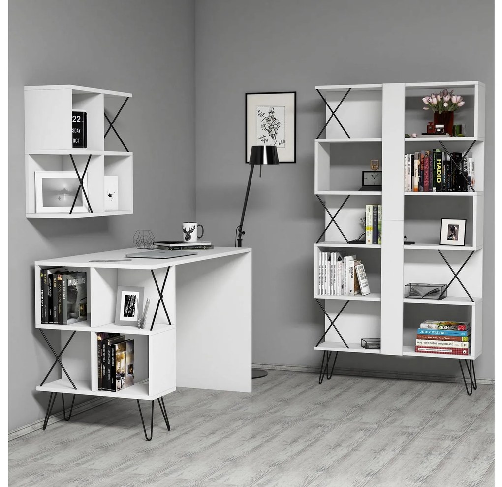 Set mobilier pentru birou Likime 1 (alb + negru) . 1095025