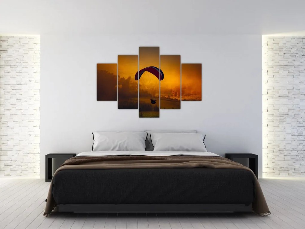 Tablou cu parașutistul în apus de soare (150x105 cm)