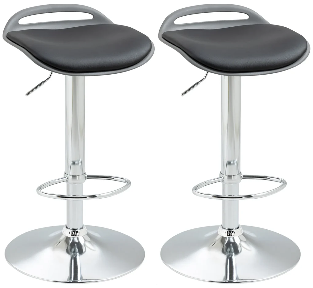 HOMCOM Set de 2 Scaune de Bar cu Înălțime Reglabilă și Suport pentru Picioare, 39x41x68-88 cm, Negru | Aosom Romania