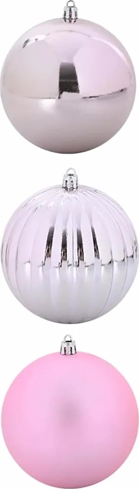 vidaXL Set de globuri de Crăciun XXL 3 pcs Roz Plastic