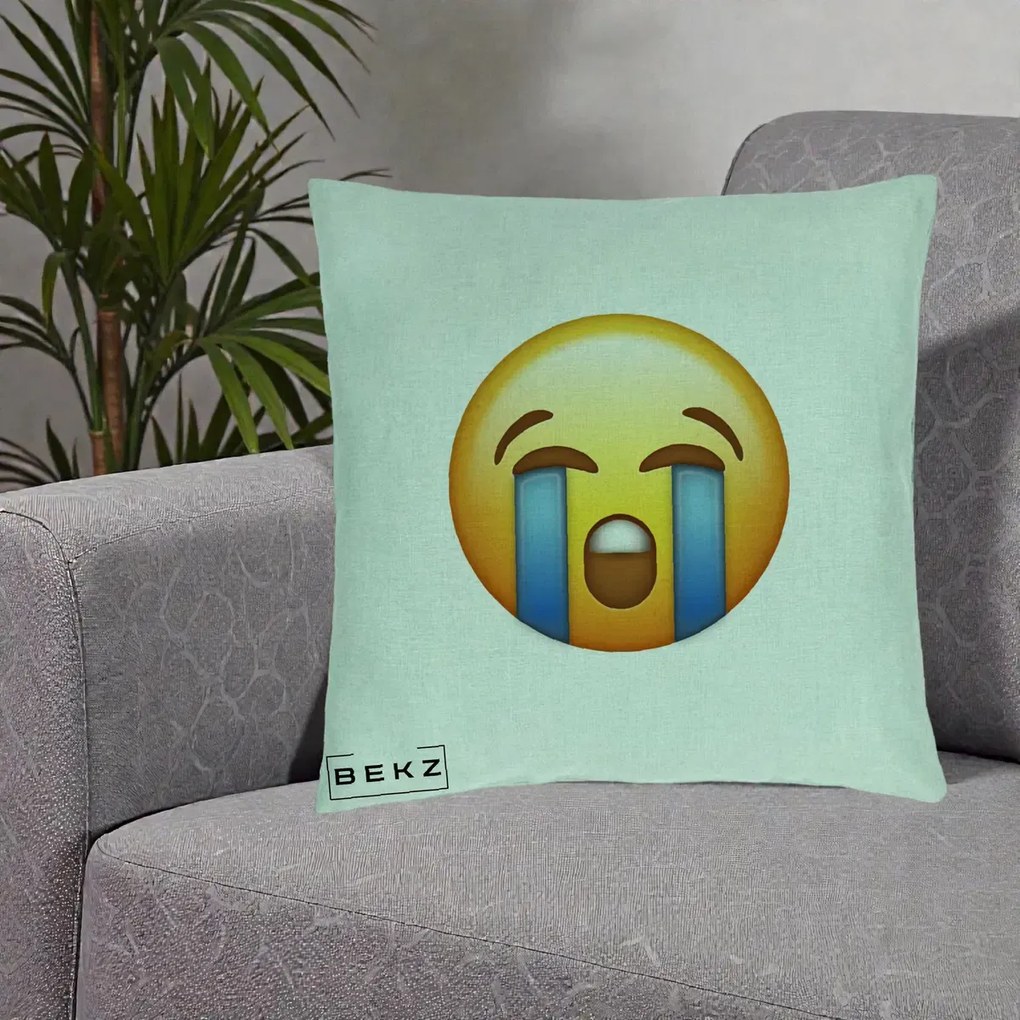 Perna Decorativa Emoji Plange, 40x40 cm, Verde Menta, Husa Detasabila, Perna Inclusa, BEKZ®