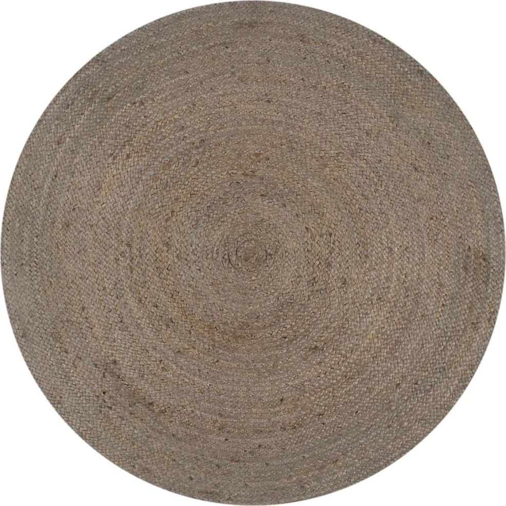 vidaXL Covor manual, gri, 120 cm, iută, rotund