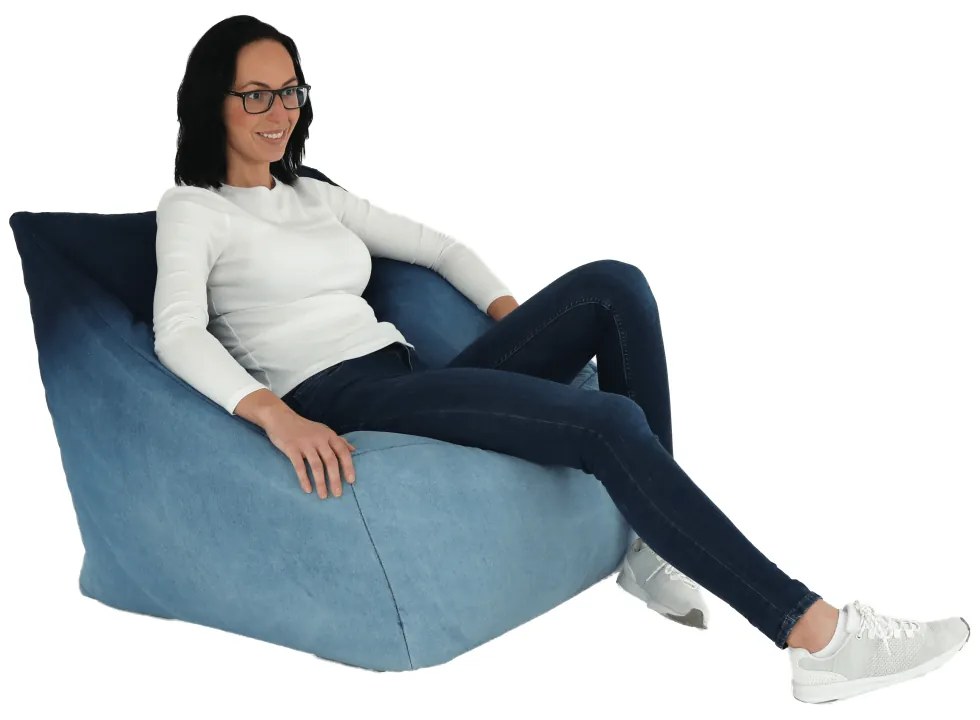 Fotoliu tip sac, material textil jeans, KOZANIT