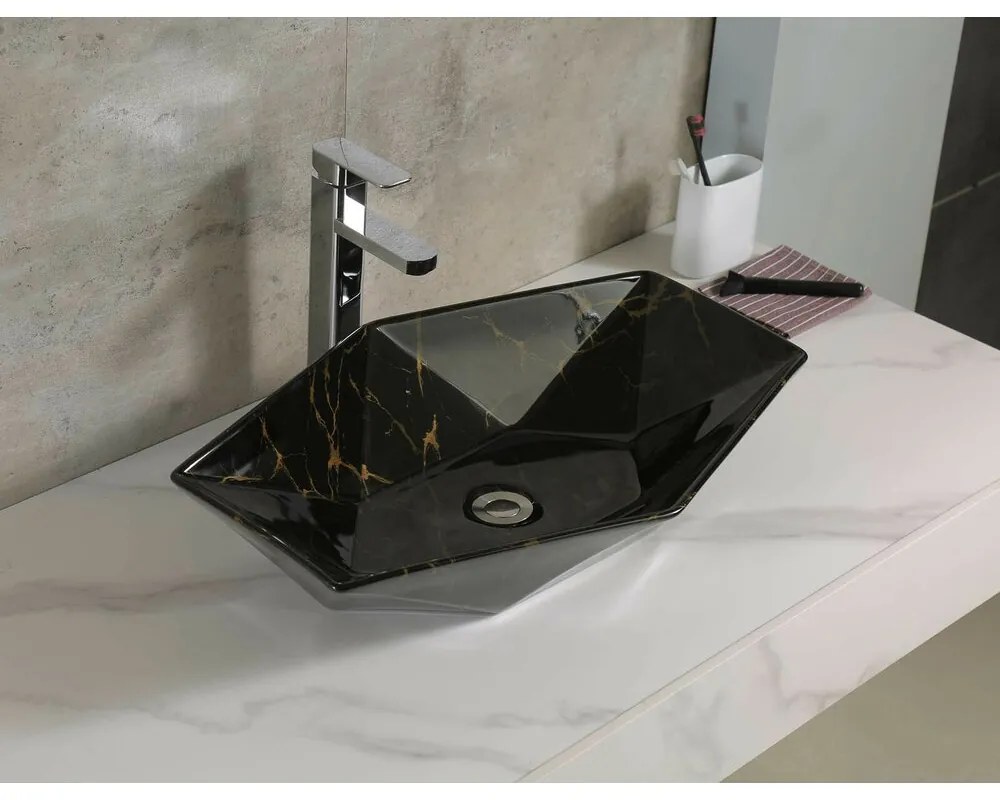 Lavoar pe blat negru/auriu Rune Kari 63.5 cm