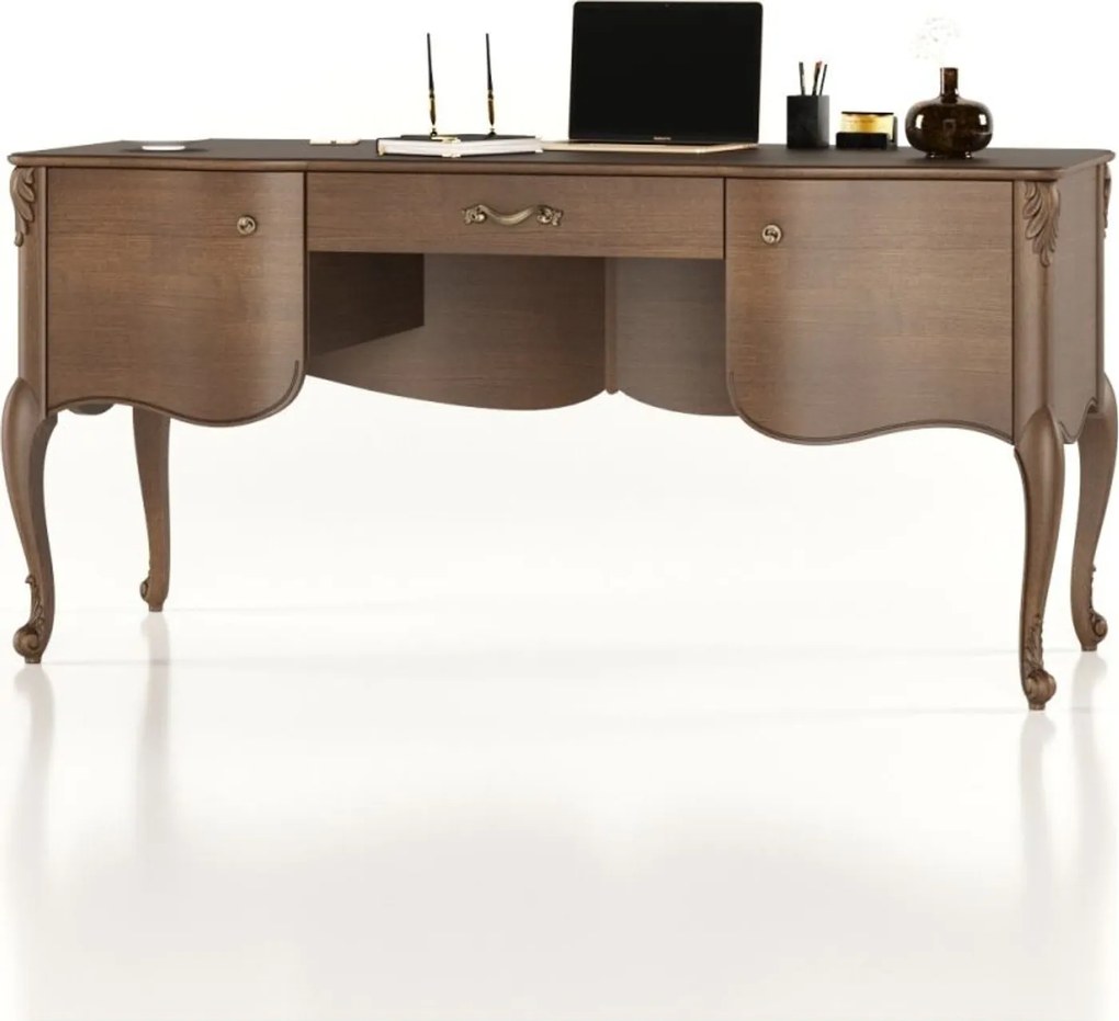 Birou lemn masiv Celisea, 165 × 71,5 × 79 cm - Ivoire