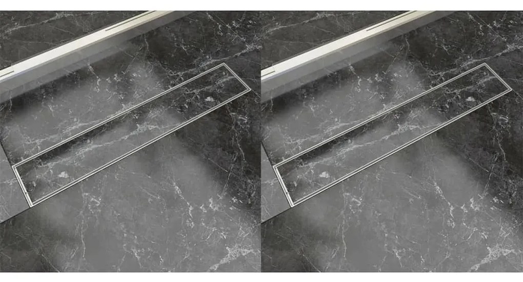 vidaXL Rigolă liniară de duș 2 buc., 630 x 140 mm, oțel inoxidabil