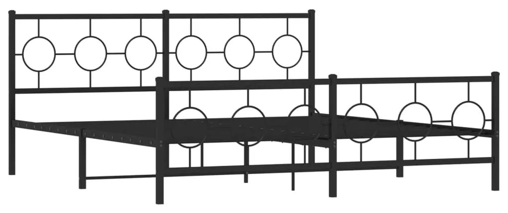 376248 vidaXL Cadru pat metalic cu tăblie de cap/picioare, negru, 180x200 cm