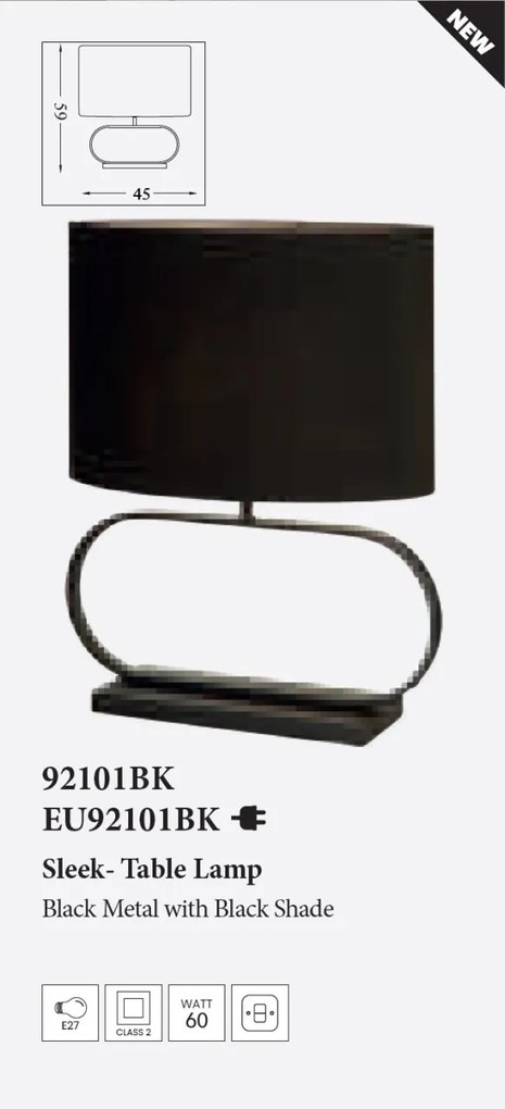 Veioza/Lampa de masa decorativa Sleek negru