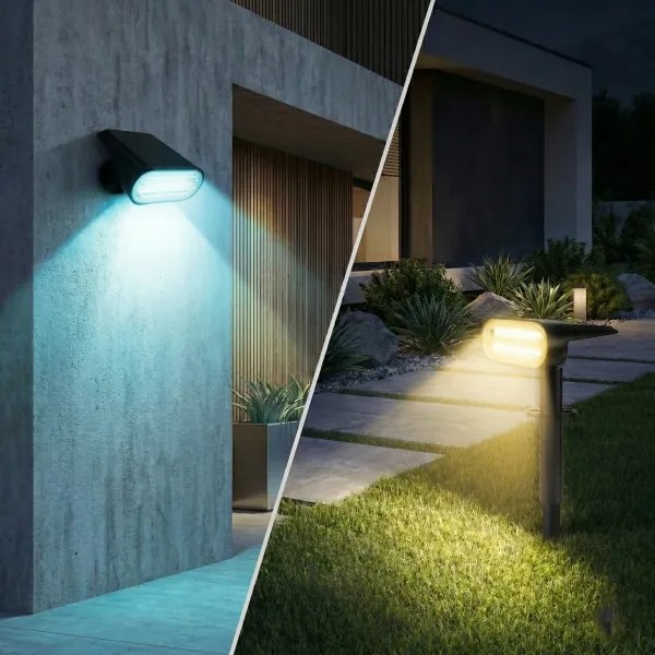 Lampă solară LED RGB 2 în 1 LED/3,7V 1200 mAh IP54 neagră