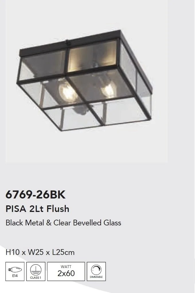 Plafoniera design decorativ Pisa 2L black