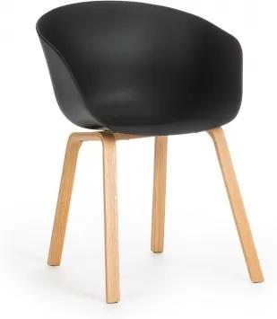 Scaun din plastic cu picioare din lemn Iris Black, l55xA56xH80 cm