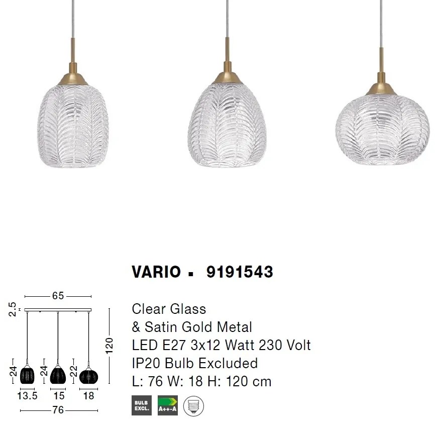 Lustra cu 3 pendule design modern VARIO