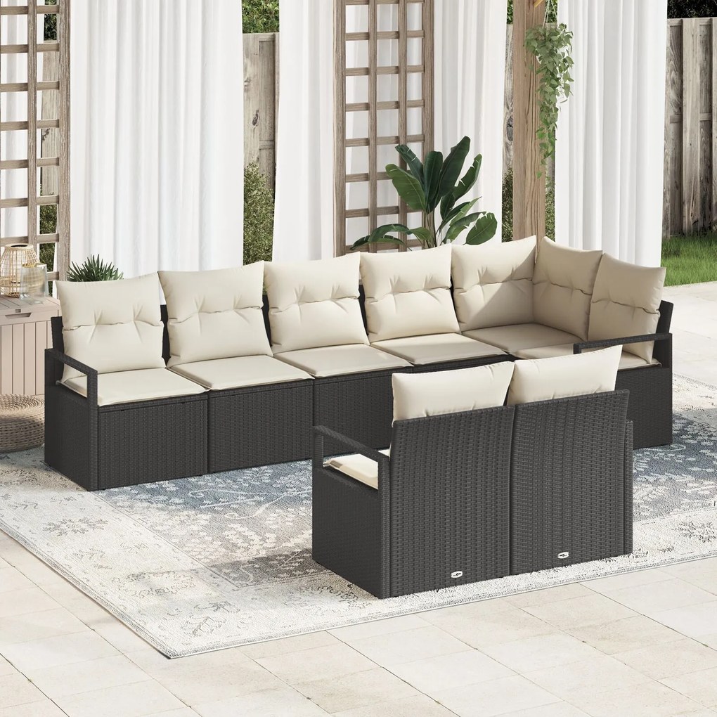 vidaXL Set de canapele pentru grădină 8 pcs Negru Rattan poli