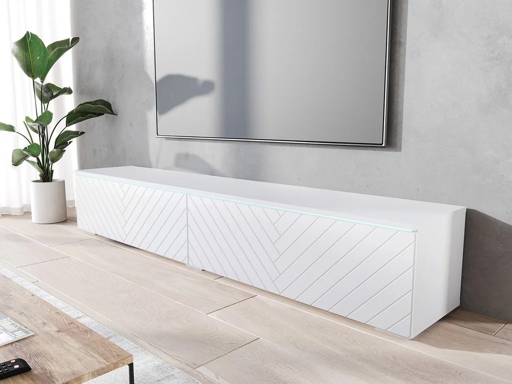 Dulap TV Dlana 180 MDF (Alb + Alb ) (cu iluminat LED alb). 1106212