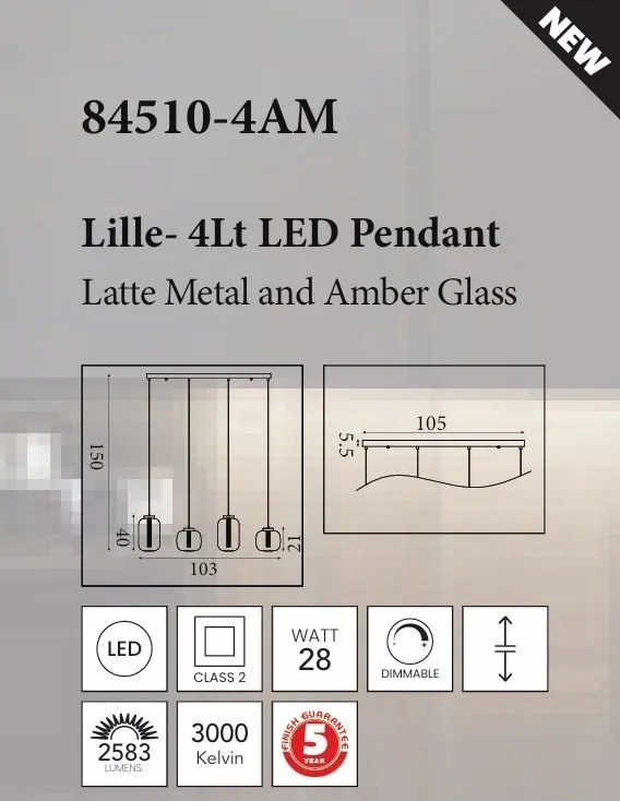Lustra cu 4 pendule LED Lille