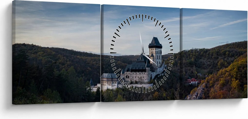 Tablou cu Karlstejn (cu ceas) (90x30 cm)