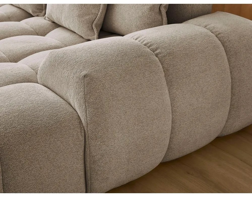 Colțar taupe extensibil/cu spațiu de depozitare cu tapițerie din chenille (cu colț pe partea stângă/în formă de "U") Everest – Bobochic Paris