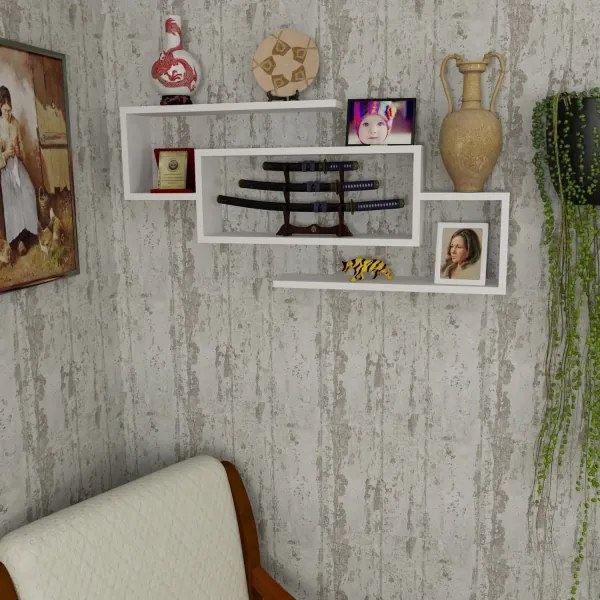 Etajeră de perete JANISON 48x103 cm albă